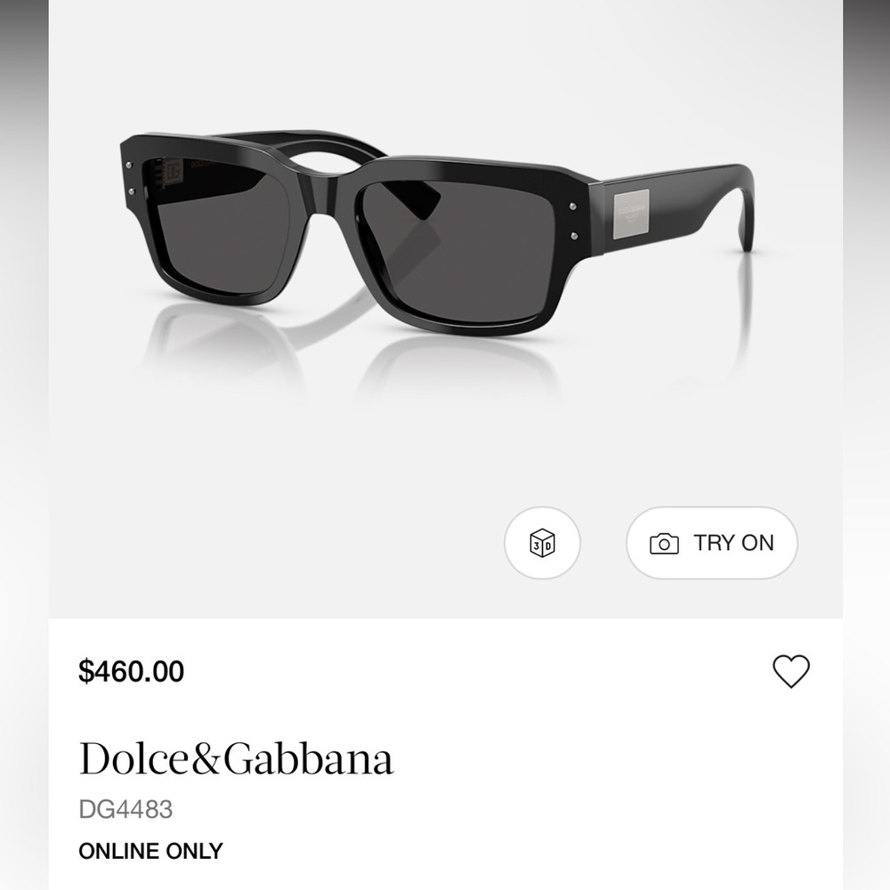 Dolce & Gabbana Black Rectangular Sunglasses with Case